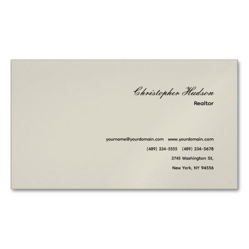 Professional Simple Plain Realtor Real Estate Business Card Magnet