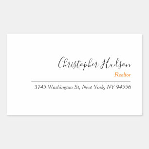 Professional Simple Plain Realtor Real Estate Rectangular Sticker