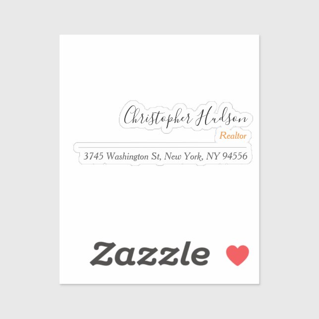 Professional Simple Plain Realtor Real Estate Sticker (Sheet)