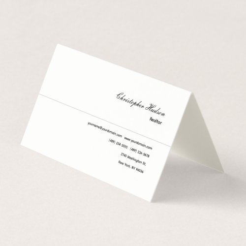 Professional Simple Plain Realtor Signature Cream Business Card