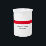 Professional Simple Plain Red White Beverage Pitcher<br><div class="desc">Check out our modern minimalist templates to help you design your perfect professional product.</div>