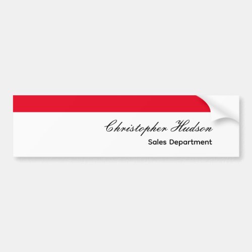 Professional Simple Plain Red White Bumper Sticker