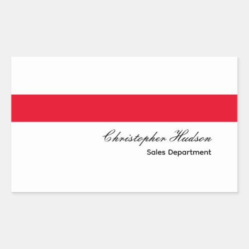 Professional Simple Plain Red White Rectangular Sticker