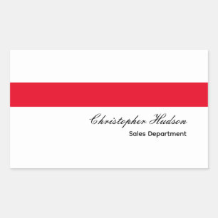 Professional Simple Plain Red White Rectangular Sticker