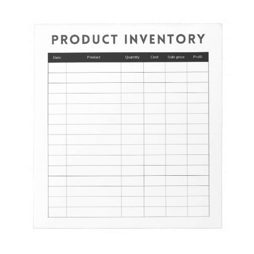 Professional simple product inventory for business notepad