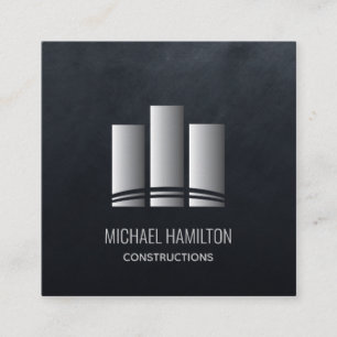 Professional simple real estate construction logo square business card