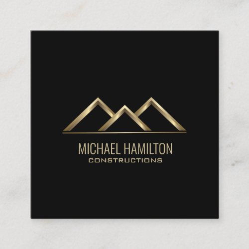 Professional simple real estate construction logo square business card
