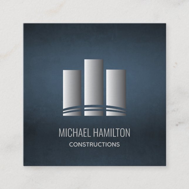 Professional simple real estate construction logo square business card (Front)