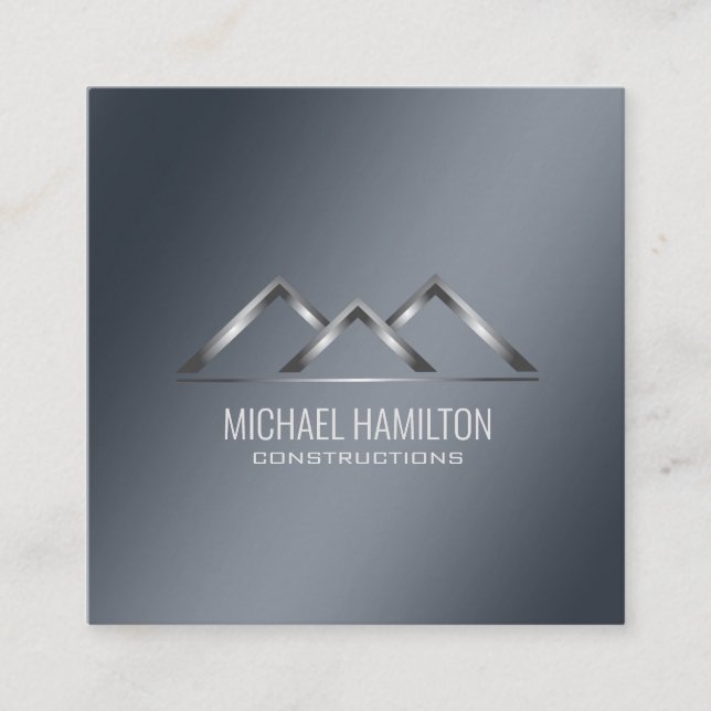 Professional simple real estate construction logo square business card (Front)