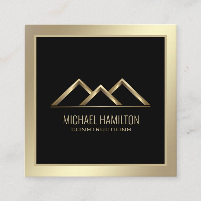 Professional simple real estate construction logo square business card (Front)