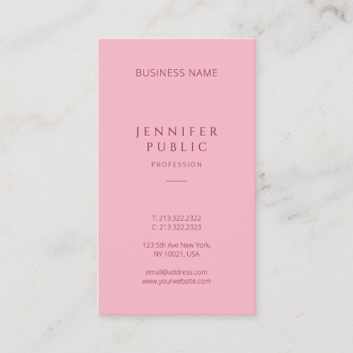 Professional Simple Template Elegant Pink Modern Business Card