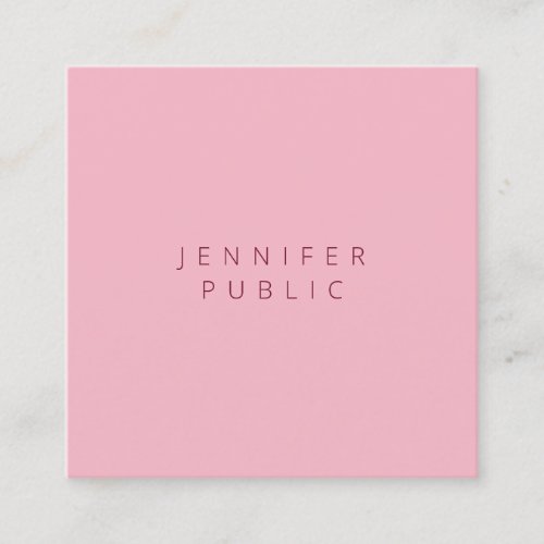 Professional Simple Template Elegant Pink Modern Square Business Card