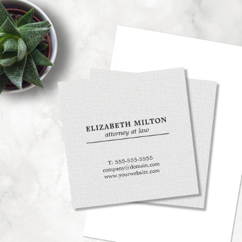 Professional Simple Texture White Attorney Square Business Card by pro_business_card at Zazzle
