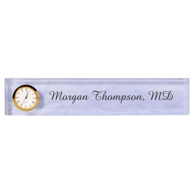 Professional Simple Vintage Blue Desk Name Plate (Front)