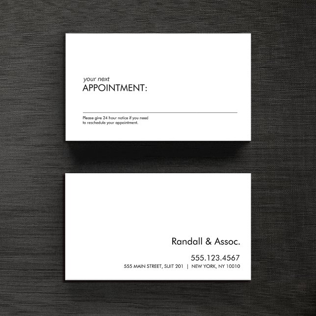 Professional Simple White Appointment Reminder 2 Card (Creator Uploaded)