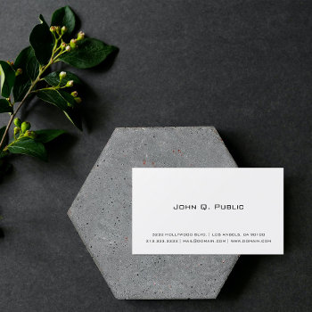 Professional Simple White Business Card by J32Teez at Zazzle