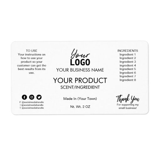 Professional Simple White Product Packaging Labels