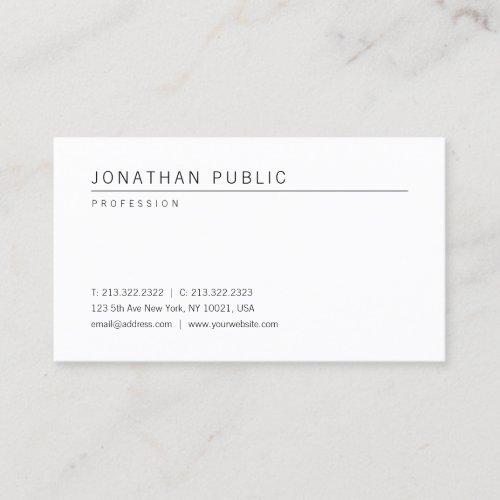 Professional Simple White Template Modern Elegant Business Card