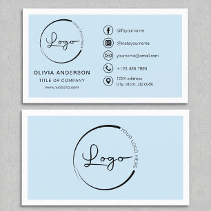 Professional Sky Blue Business Logo Social Media Business Card