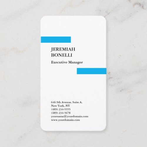Professional sky blue white modern premium silk business card