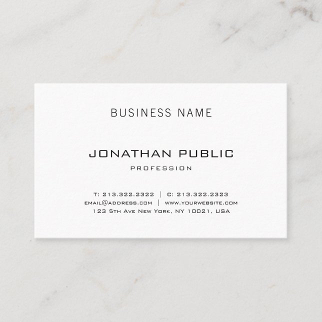Professional Sleek Design Modern Elegant Plain Business Card (Front)