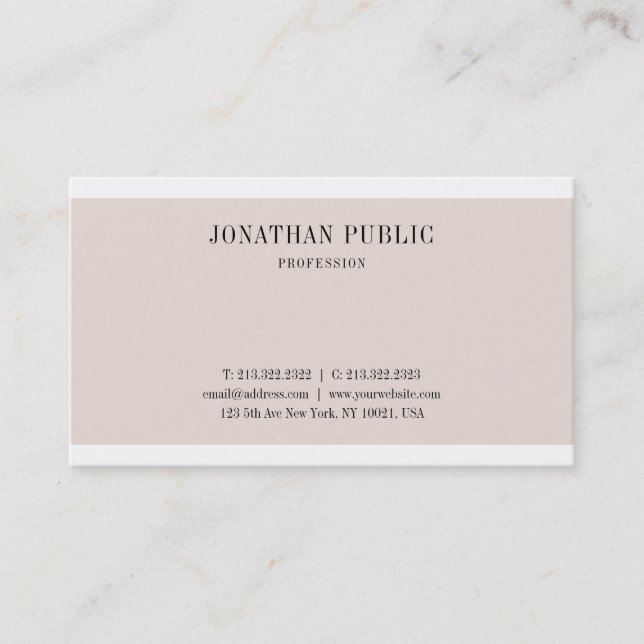 Professional Sleek Graphic Design Stylish Plain Business Card (Front)