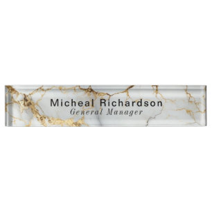 Professional Sleek Grey White Desk Name Plate