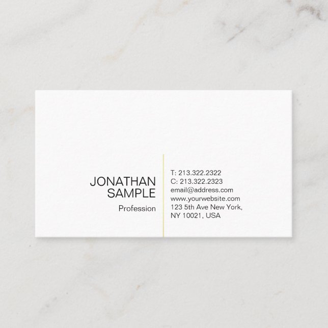 Professional Sleek Modern Creative White Gold Business Card (Front)