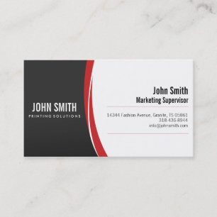 Professional Sleek Modern Red Grey Business Card