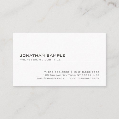 Professional Sleek Plain Modern Elegant Design Business Card