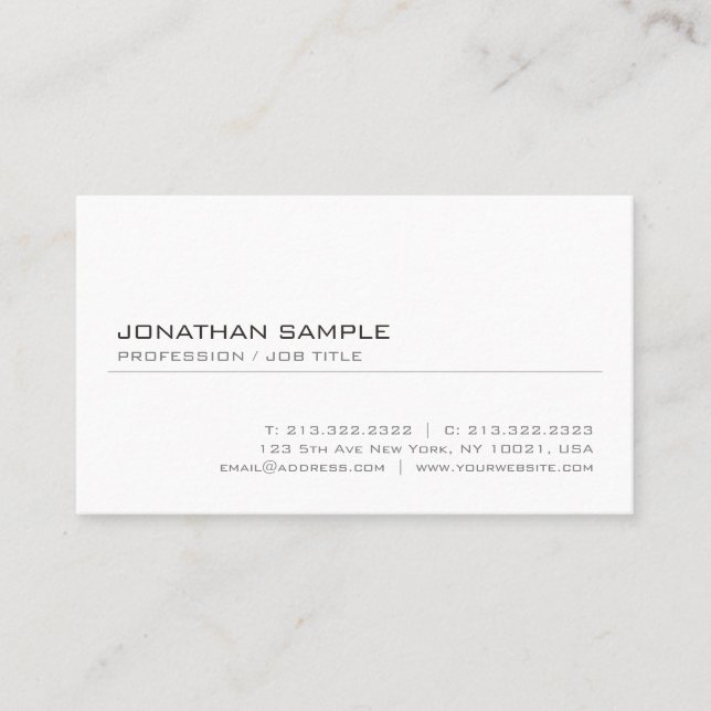 Professional Sleek Plain Modern Elegant Design Business Card (Front)