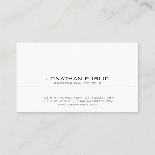 Professional Sleek White Plain Modern Elegant Business Card