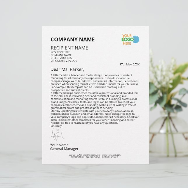 Professional Small Business Marketing & Branding Letterhead (Standing Front)