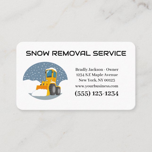 Professional Snow Removal Service Business Card (Front)