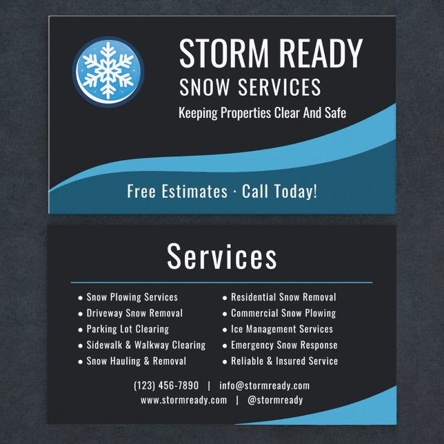 Professional Snow Removal Service Company Business Card (Creator Uploaded)