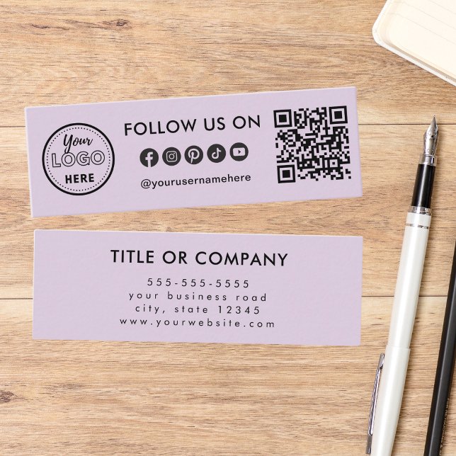 Professional Social Media Logo Follow Me Qr Code Mini Business Card (Creator Uploaded)