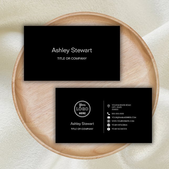 Professional Social media Logo Modern Trendy Black Business Card (Creator Uploaded)