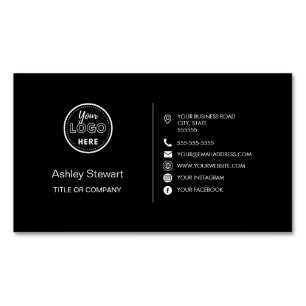 Professional Social media Logo Modern Trendy Black Business Card Magnet