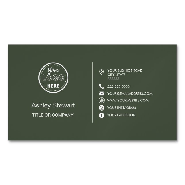 Professional Social media Logo Modern Trendy Green Business Card Magnet (Front)
