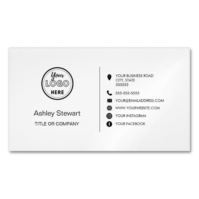 Professional Social media Logo Modern Trendy White Business Card Magnet (Front)