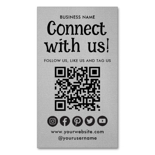 Professional Social Media Website Modern Grey Business Card Magnet
