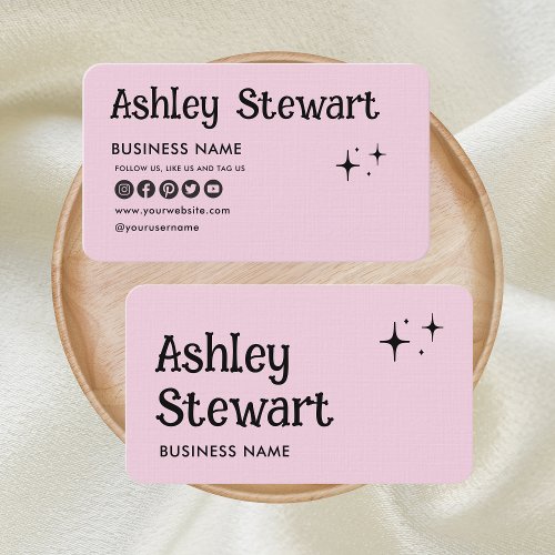 Professional Social Media Website Modern Pink Business Card