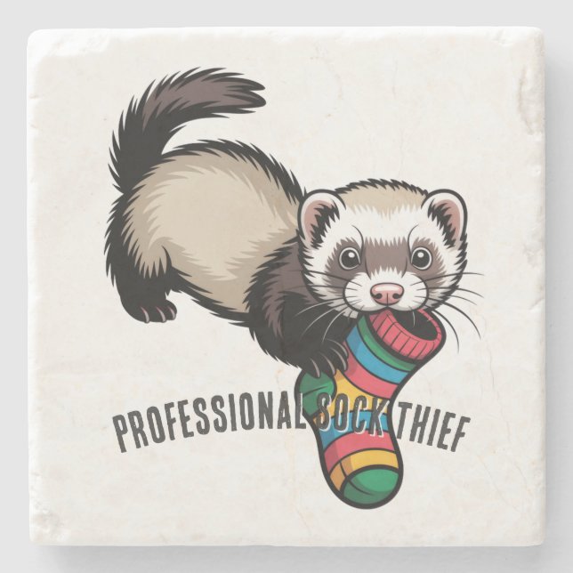 Professional Sock Thief Stone Coaster (Front)