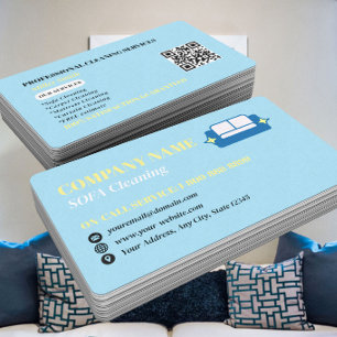 Professional Sofa Cleaning Logo QR Code Business Card