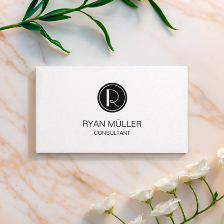 Professional Sophisticated Chic Plain And Monogram Business Card