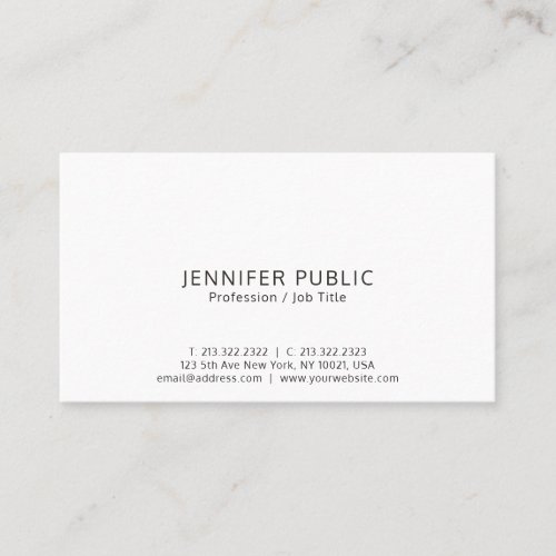 Professional Sophisticated Minimalist White Plain Business Card