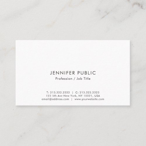 Professional Sophisticated Simple White Plain Business Card