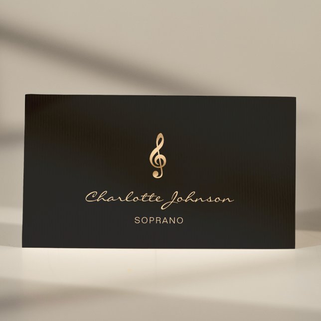 Professional Soprano Gold Treble Clef Singer Business Card (Creator Uploaded)