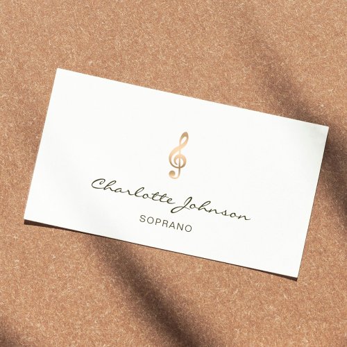 Professional Soprano Gold Treble Clef Singer White Business Card