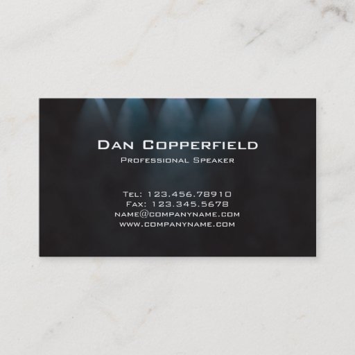 Customizable Professional Speaker Spotlight Business Card Blue